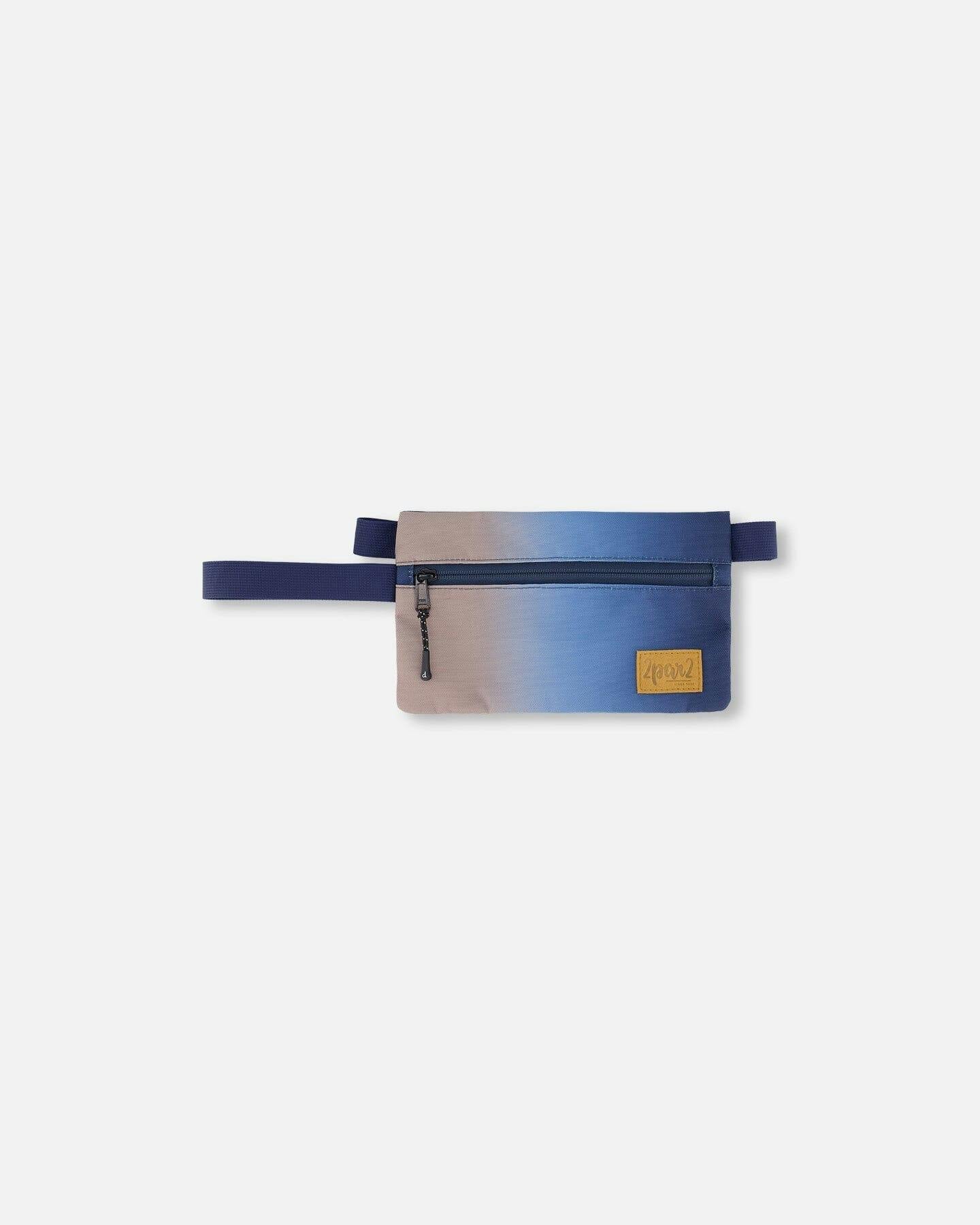 Double Pencil Case Blue and Beige Gradient