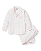 Kid's Twill Pajama Set in Pink and White Stripe