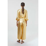Culotte Metallic Linen Pants - Gold