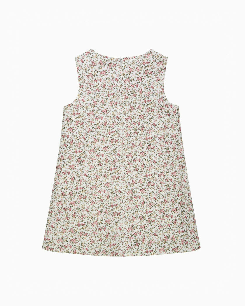Cord Ditsy Floral Pinafore in Pink