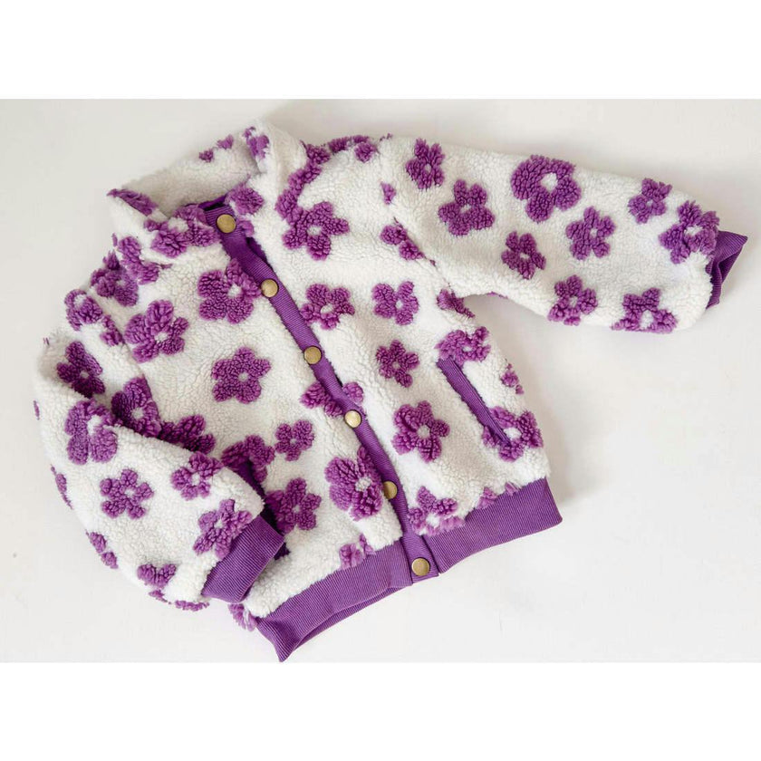 Flower Power Fleece Jacket, Purple