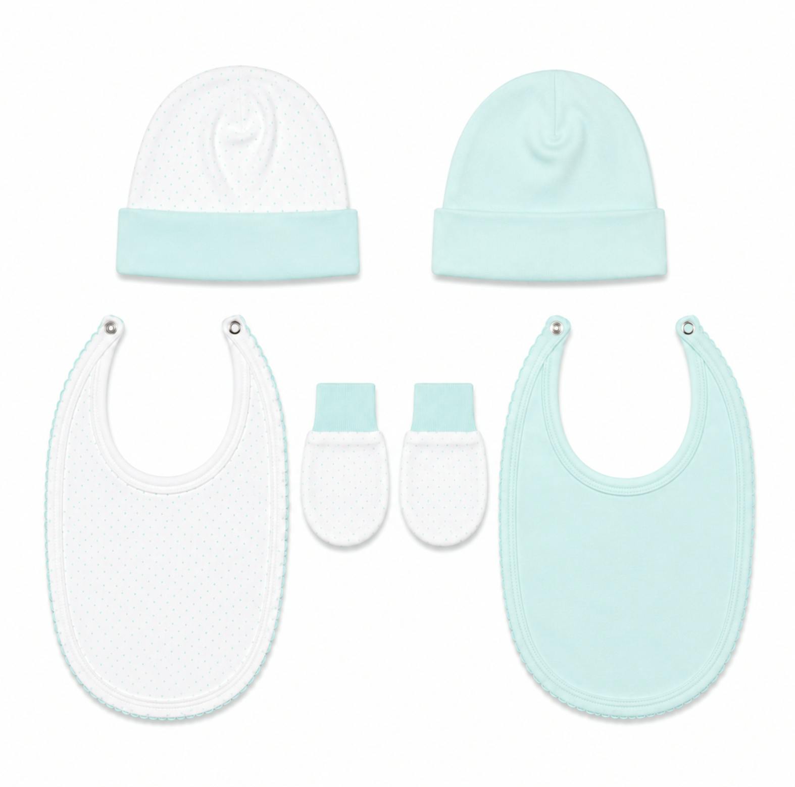Newborn Deluxe Essentials Gift Set - 2 Bibs, 2 Hats & Mittens