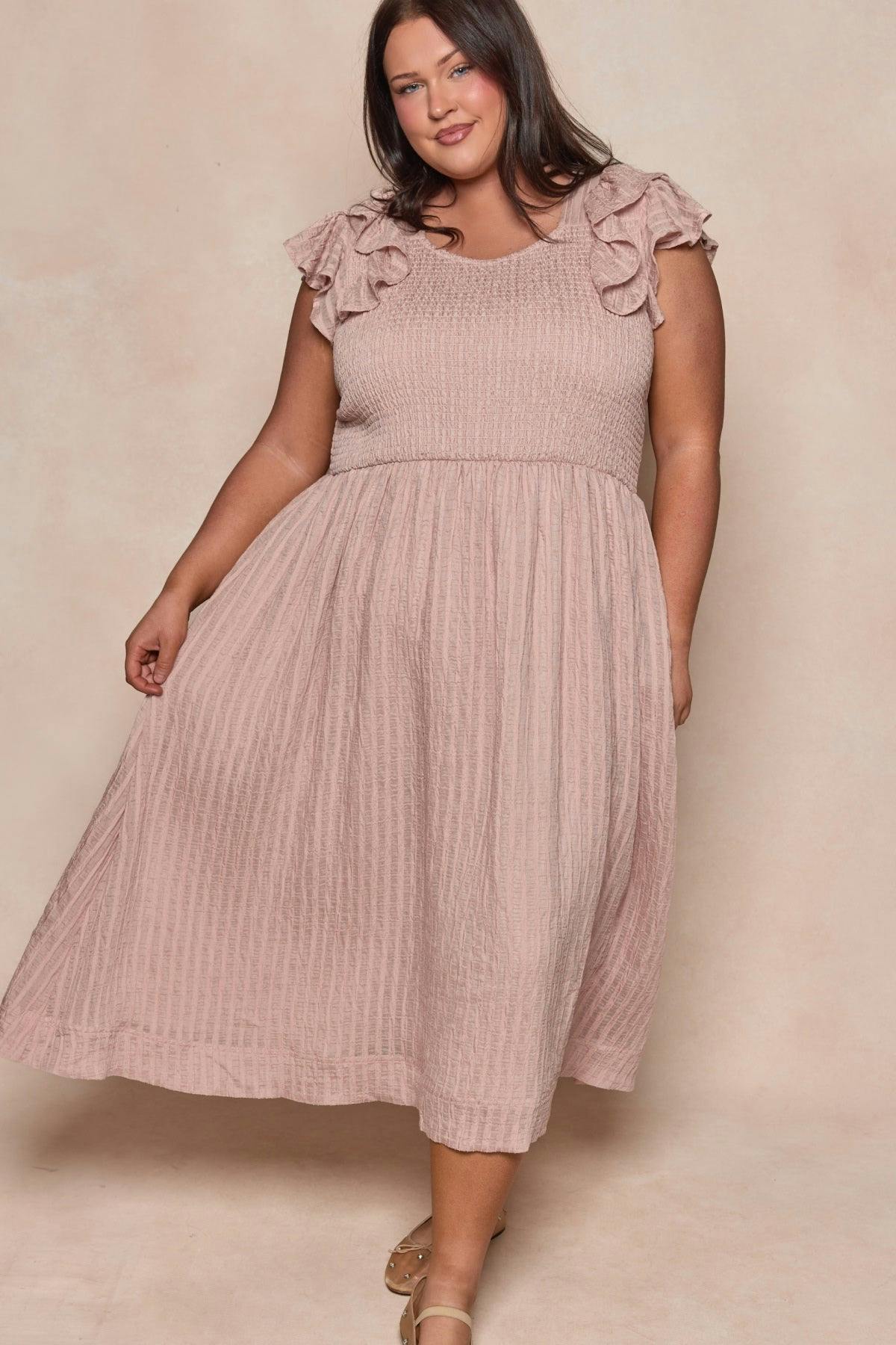 Hattie Dress in Pink Stripes