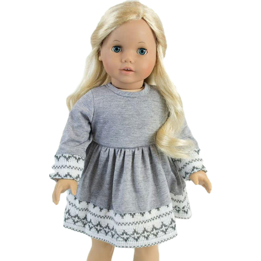 Sophia's Fair Isle Knit Trimmed Dress, Leggings, Beret and Scarf for 18" Dolls