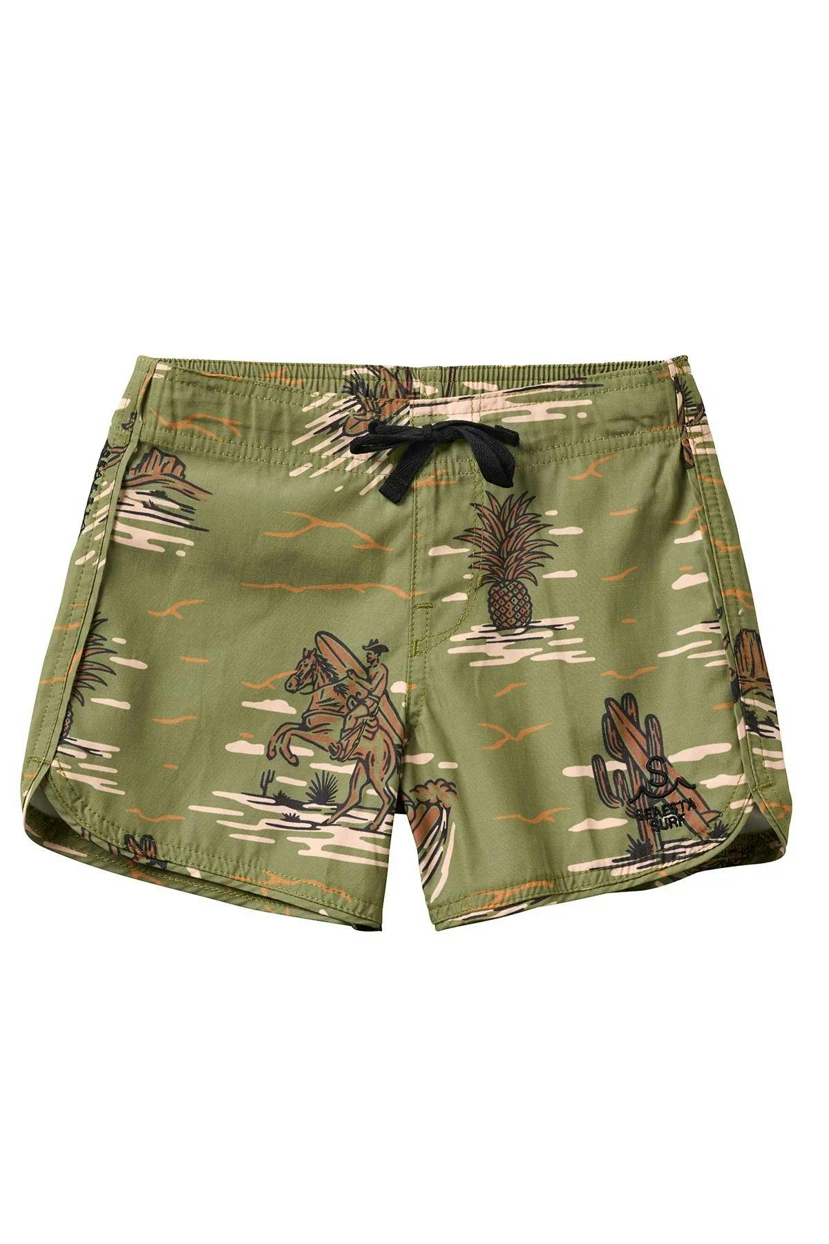 Seaesta Surf Boys Boardshorts – Scallop Retro Flare in Surfing Cowboy Cactus