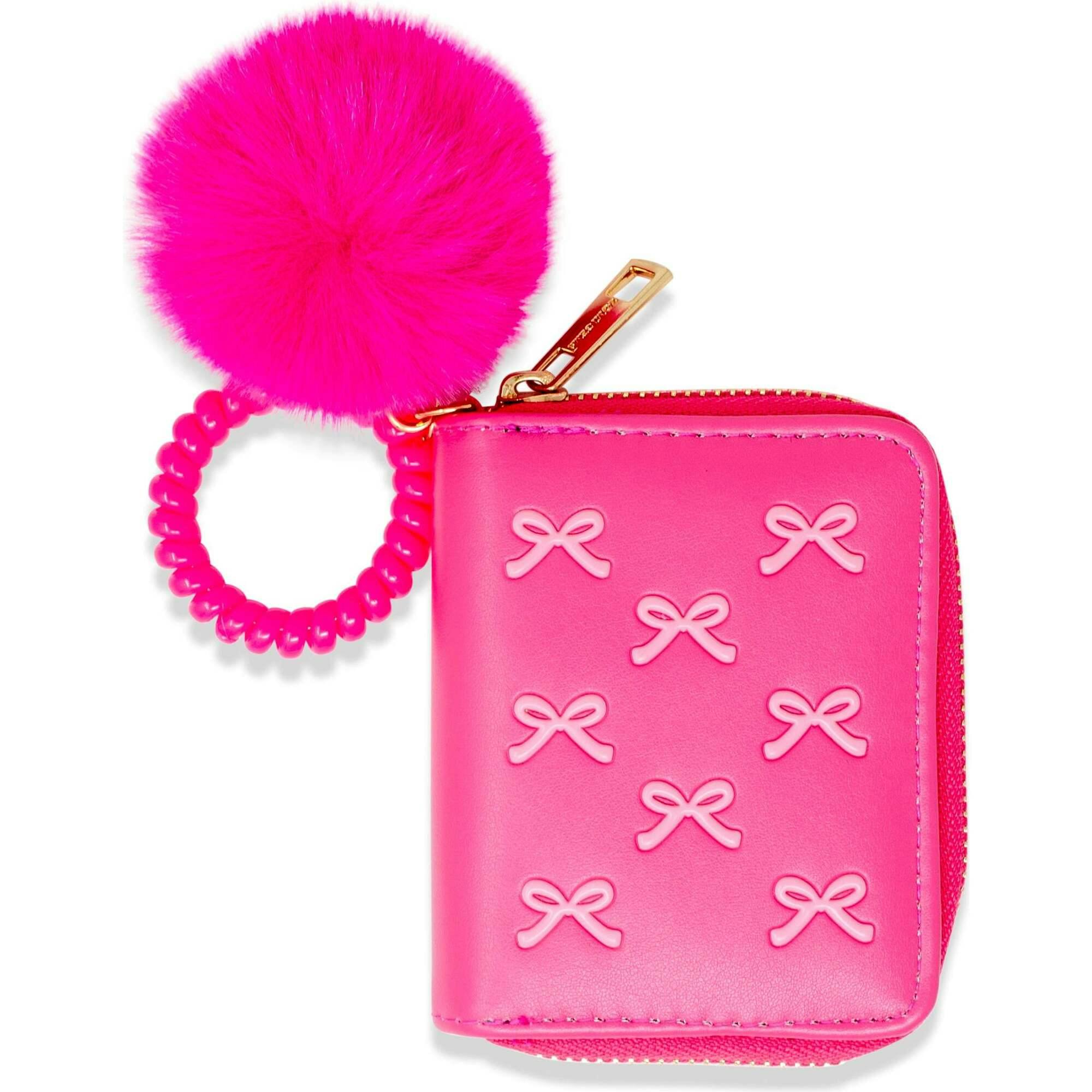 3D Bow Pom Pom Zip Wallet