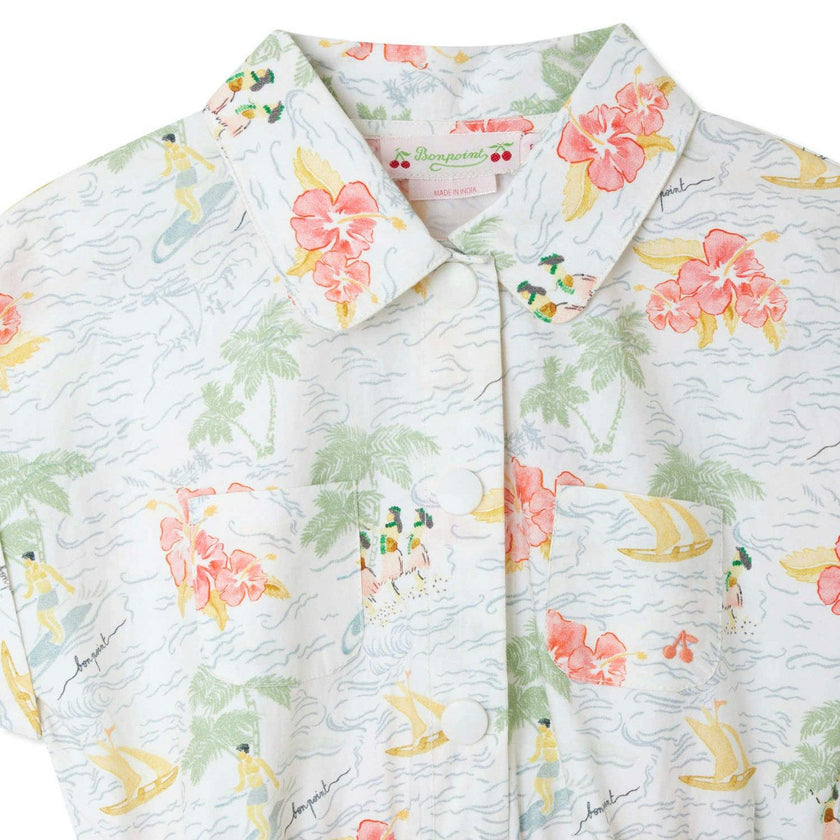BONPOINT Gisele Island Print Poplin Dress
