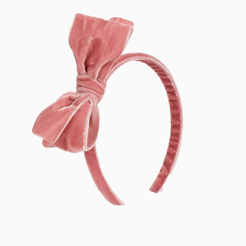 Velvet Big Bow Alice Band in Blush