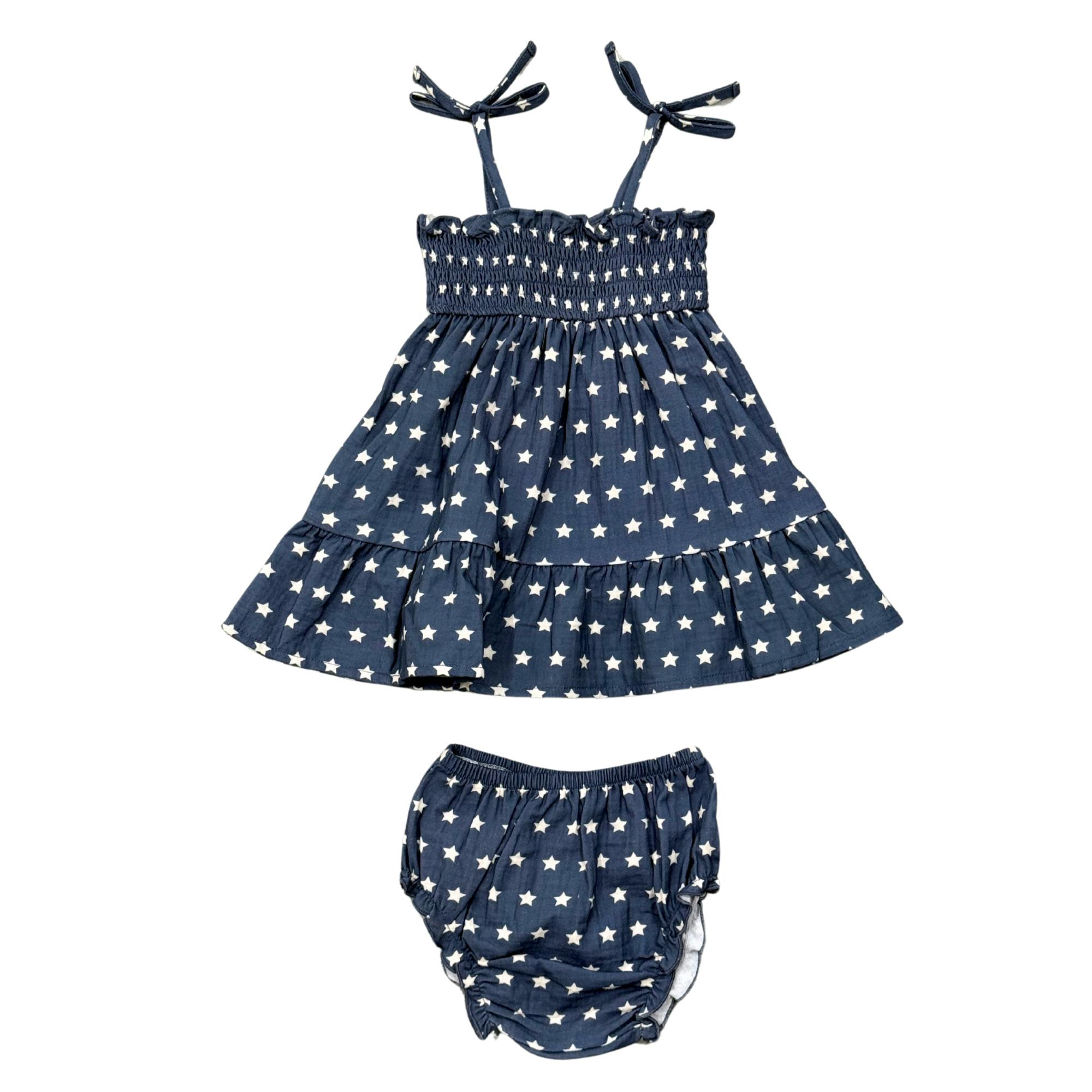 Baby Girl Tiered Mini Dress Set in American Stars