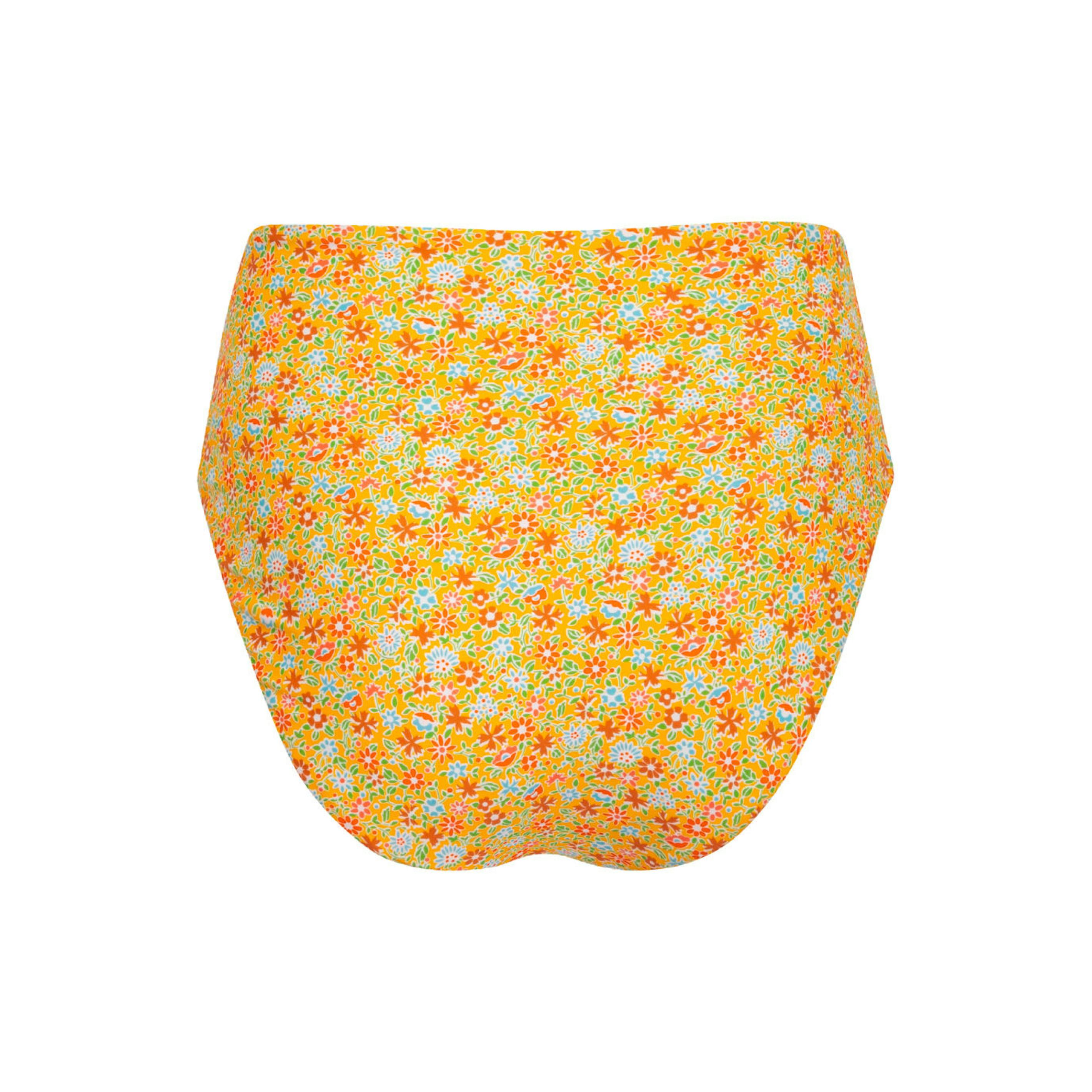 women's marigold floral high waisted bikini bottom