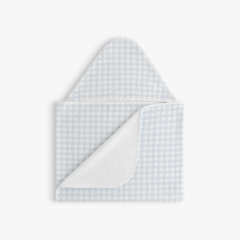 Picnic Gingham Children's Hooded Towel - Blue
