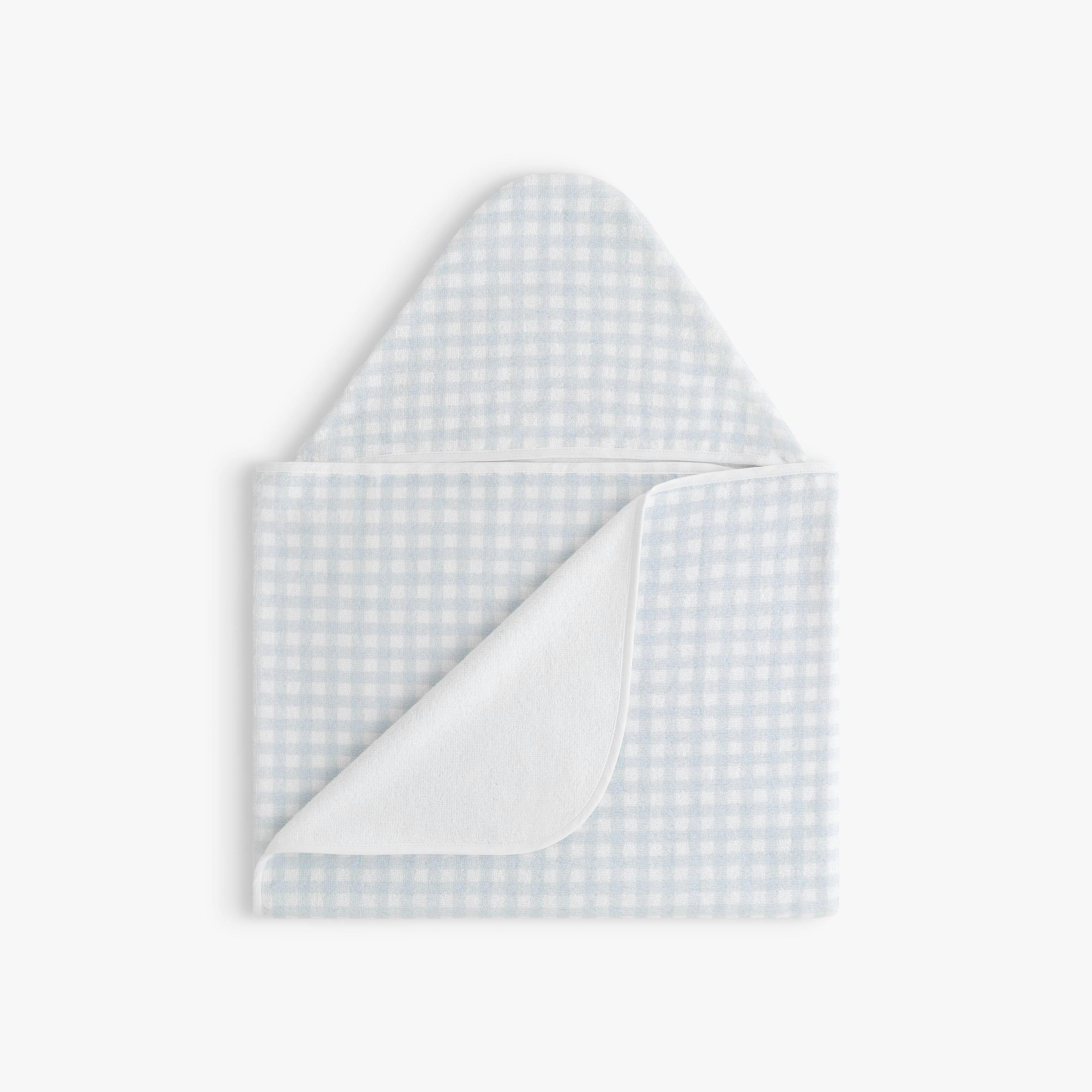 Picnic Gingham Children's Hooded Towel - Blue