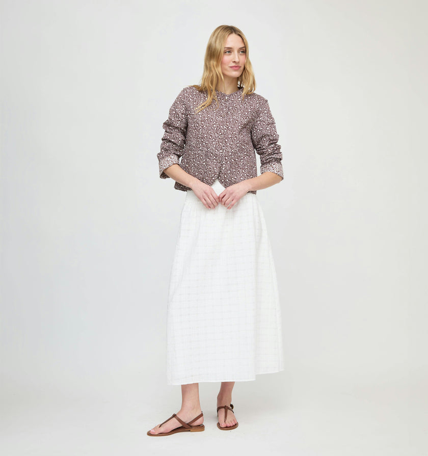 The Cropped Rowan Jacket - Chocolate Ditsy Thistle