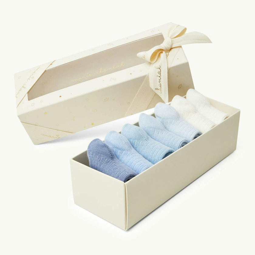 Bijou Set Of 7 Socks - Blue