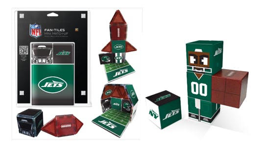 NFL New York Jets Magnetic Fan Tiles & Qubee Character Combo Set