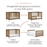 Gelato 4-in-1 Convertible Crib with Toddler Bed Conversion Kit in Natural Walnut & Gold Feet