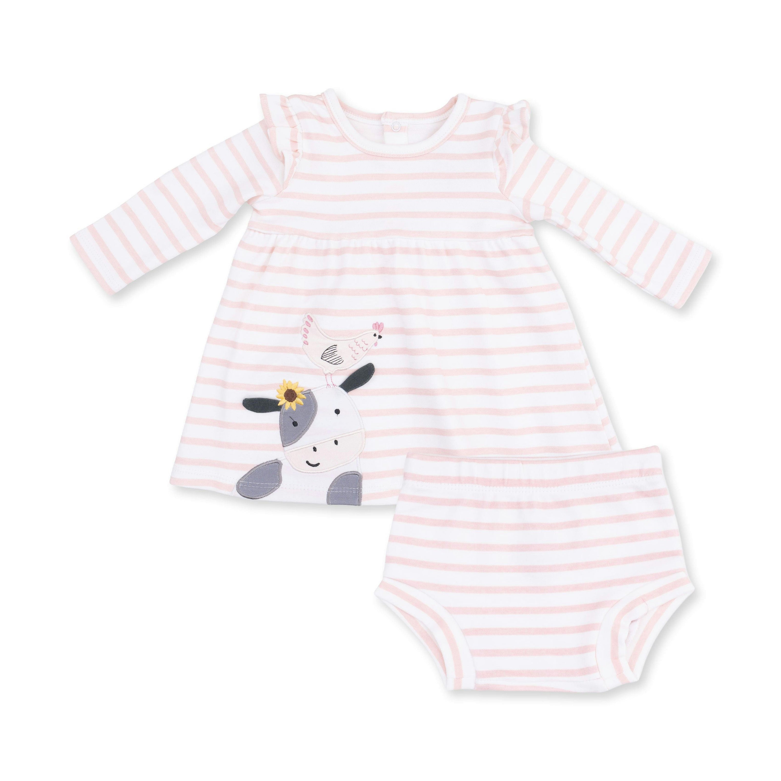Cows Pink - Long Sleeve Dress with Ruffle and Bloomer (2T-4T Dress Only)