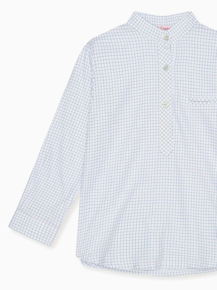 Blue Check Mateo Long Sleeve Boy Shirt