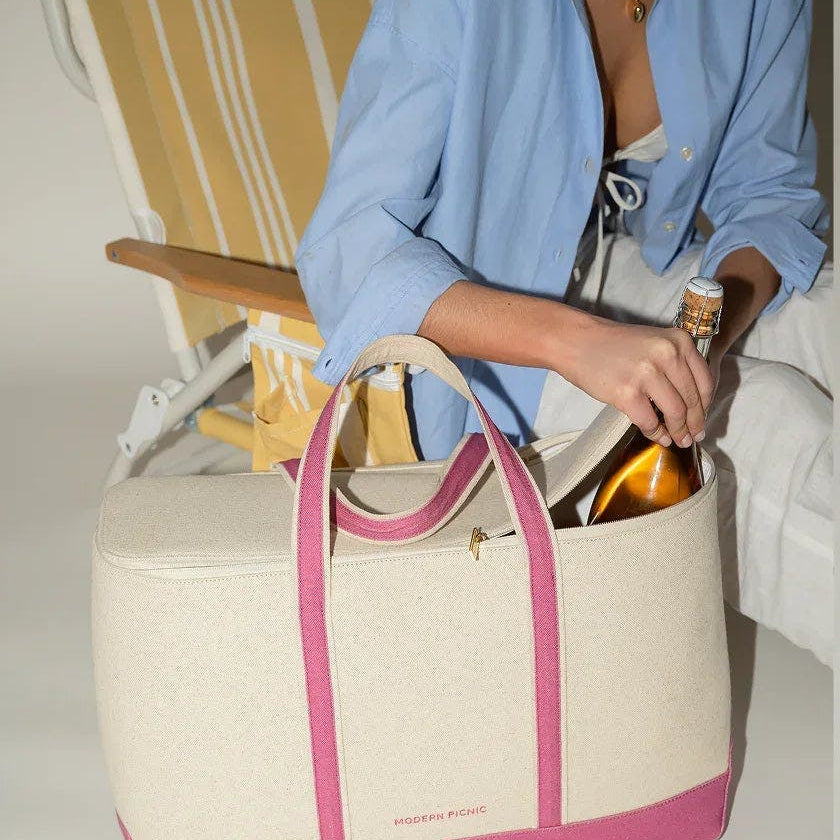 Insulated Soft-Shell Cooler Tote, Pink Canvas