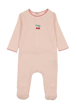 Pointelle Cherry Footie, Light Pink