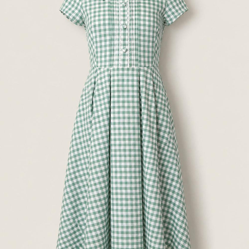 Amber Dress in Sage Gingham