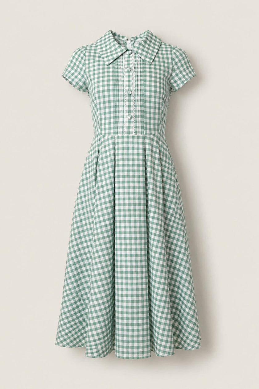 Amber Dress in Sage Gingham