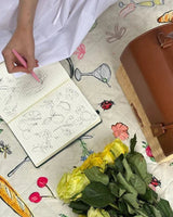 Cream Quilted Fold Up Picnic Blanket with Floral Picnic Print