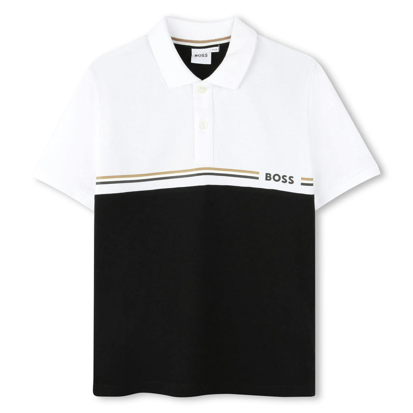 White & Black Logo Polo Shirt