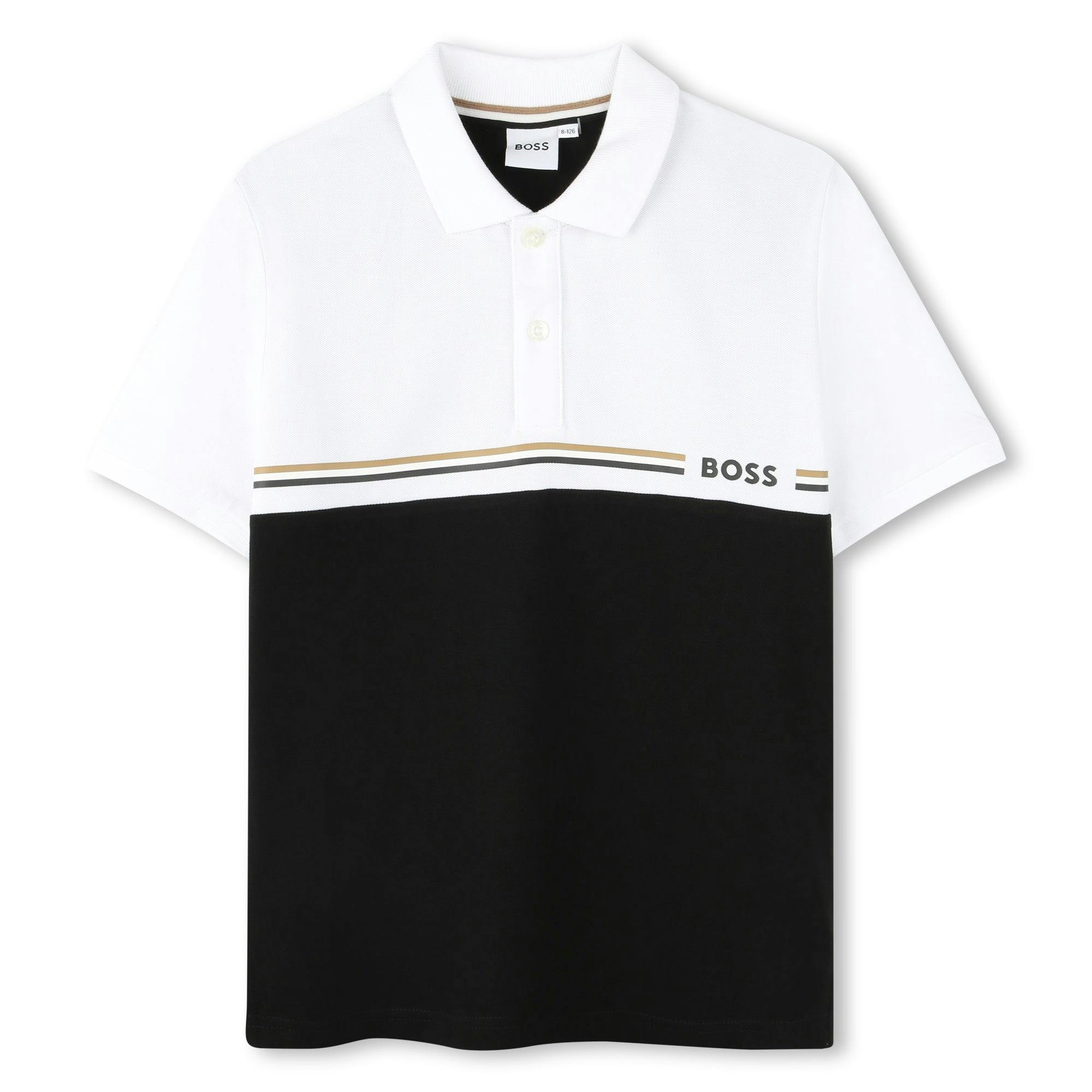 White & Black Logo Polo Shirt
