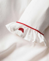 Girl's White Sophia Nightgown with Red Piping