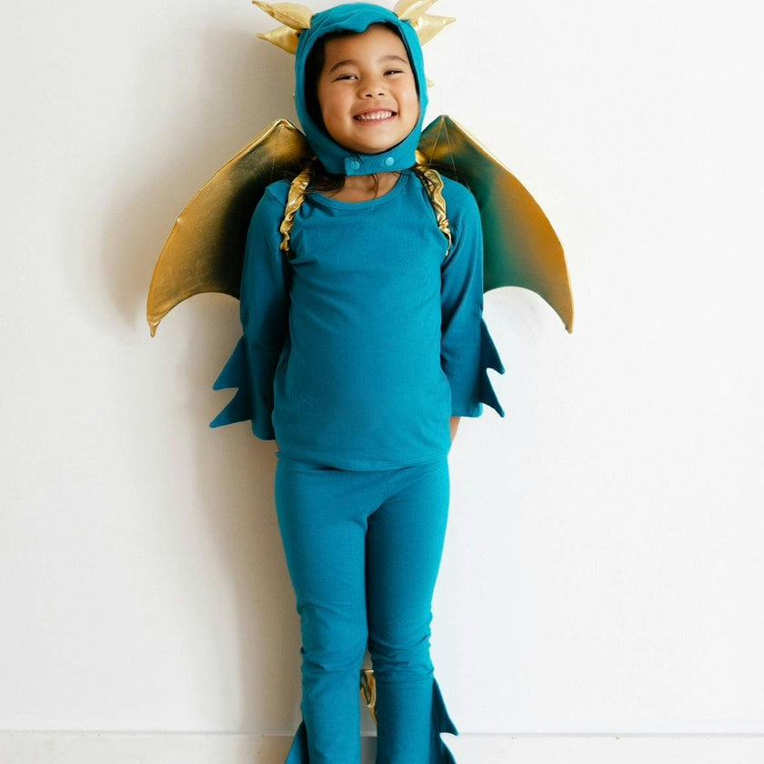 Jade Blue and Gold Dragon Costume