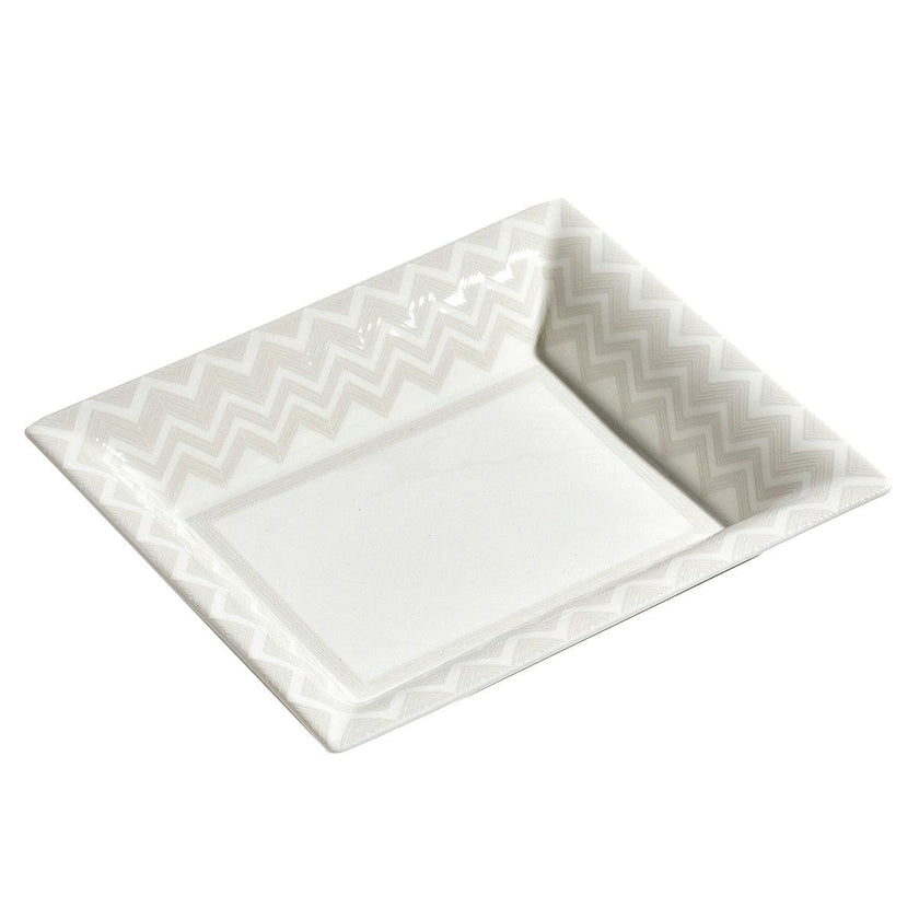 Tray Zig Zag Rectangular Large In Luxury Box White 8.5" X 6.75"