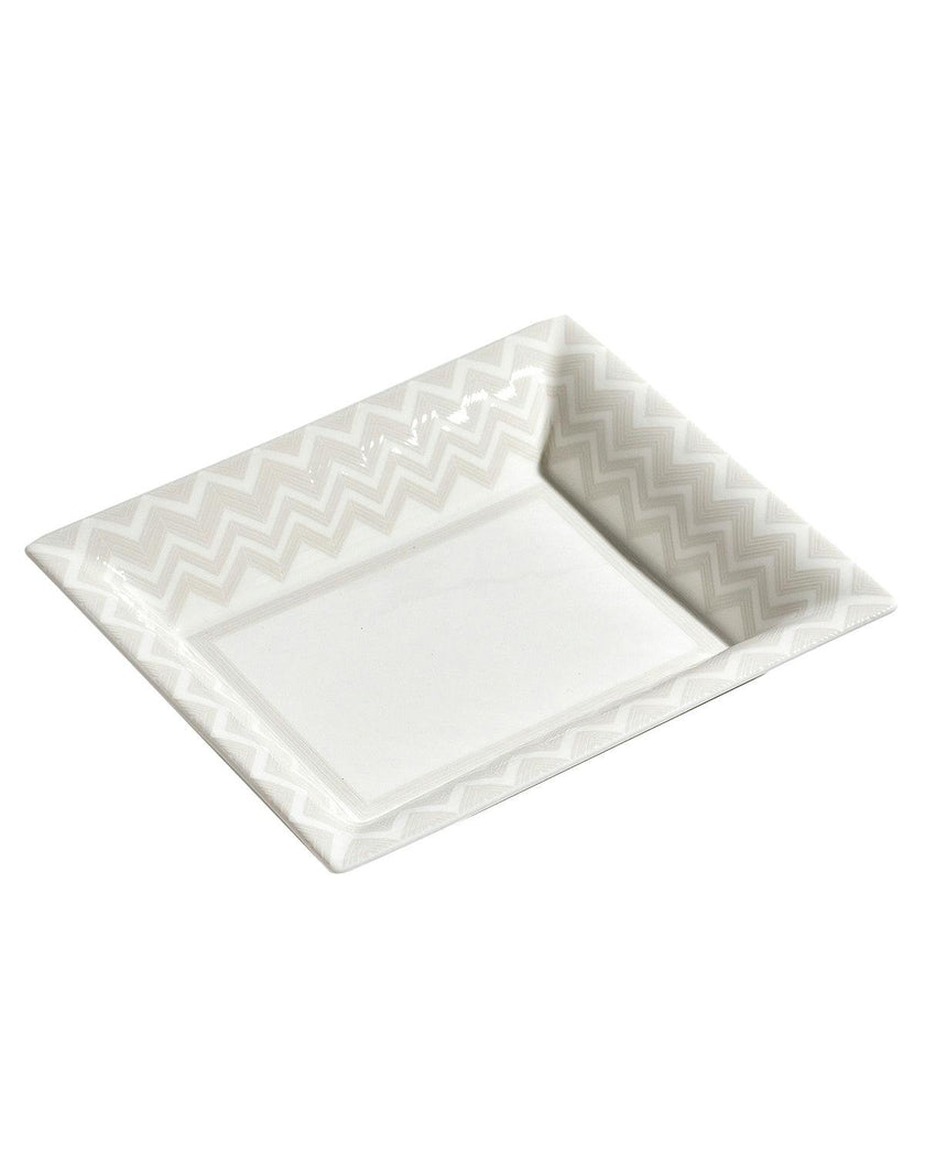 Tray Zig Zag Rectangular Large In Luxury Box White 8.5" X 6.75"