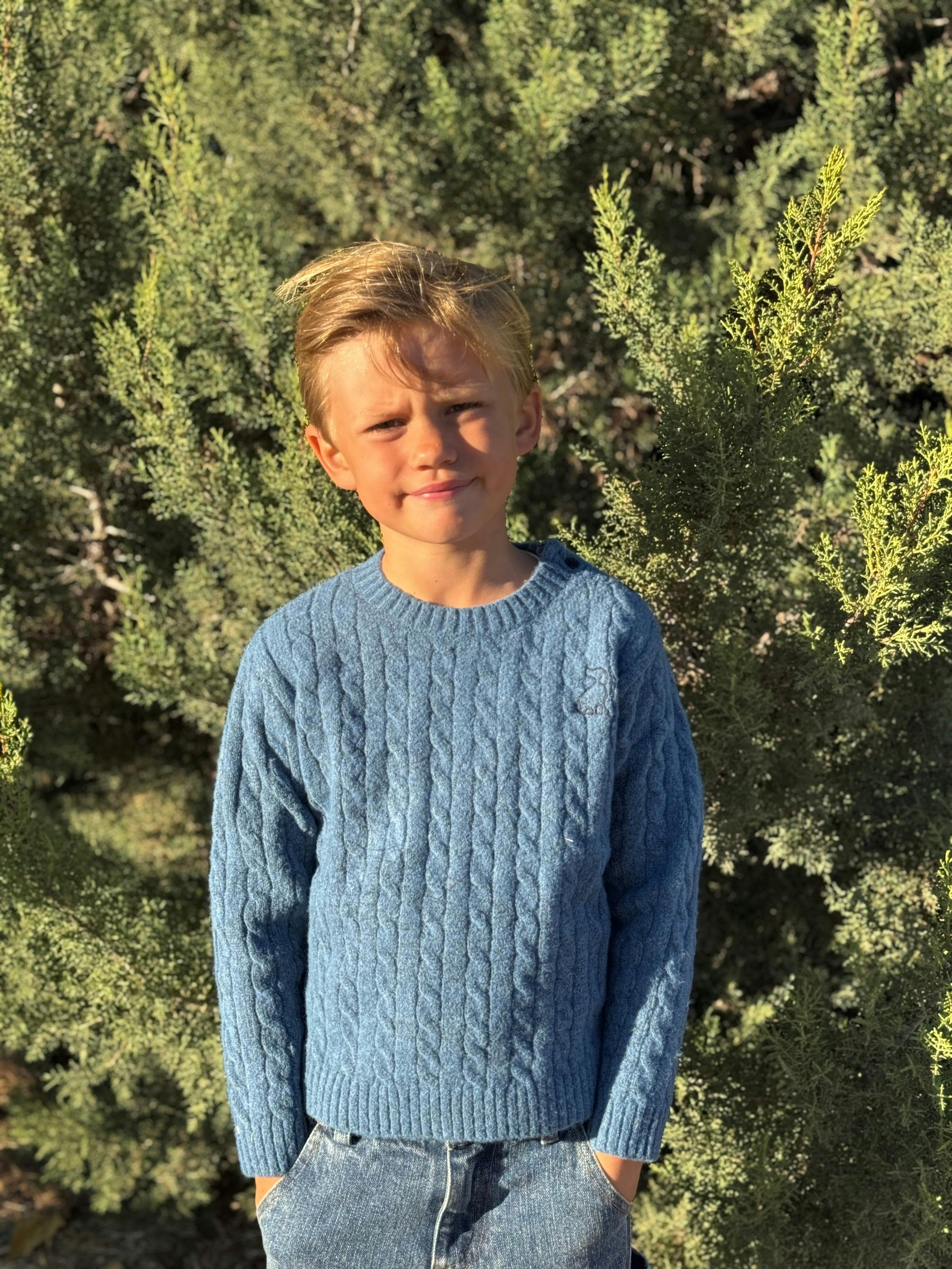 CLASSY blue cable sweater