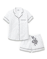 Women's Twill Short Sleeve Short Set in Anchors Away White