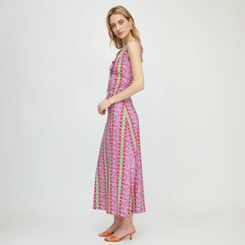 The Coraline Dress - Sunset Etched Floral Stripe