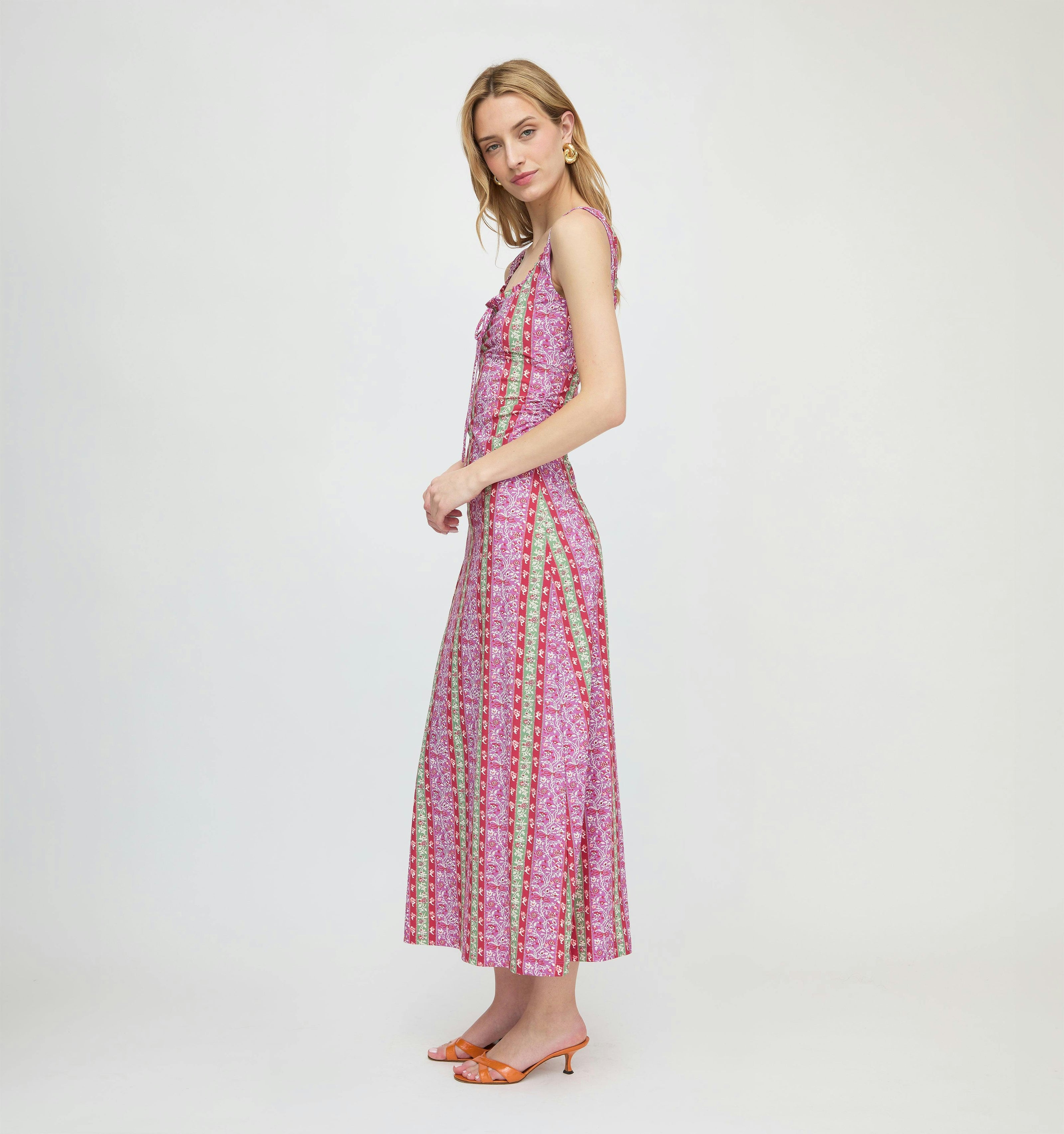 The Coraline Dress - Sunset Etched Floral Stripe