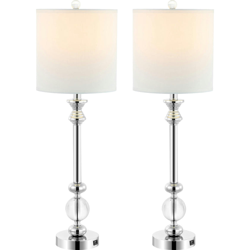 Erica Crystal Candlestick Lamps With USB Port