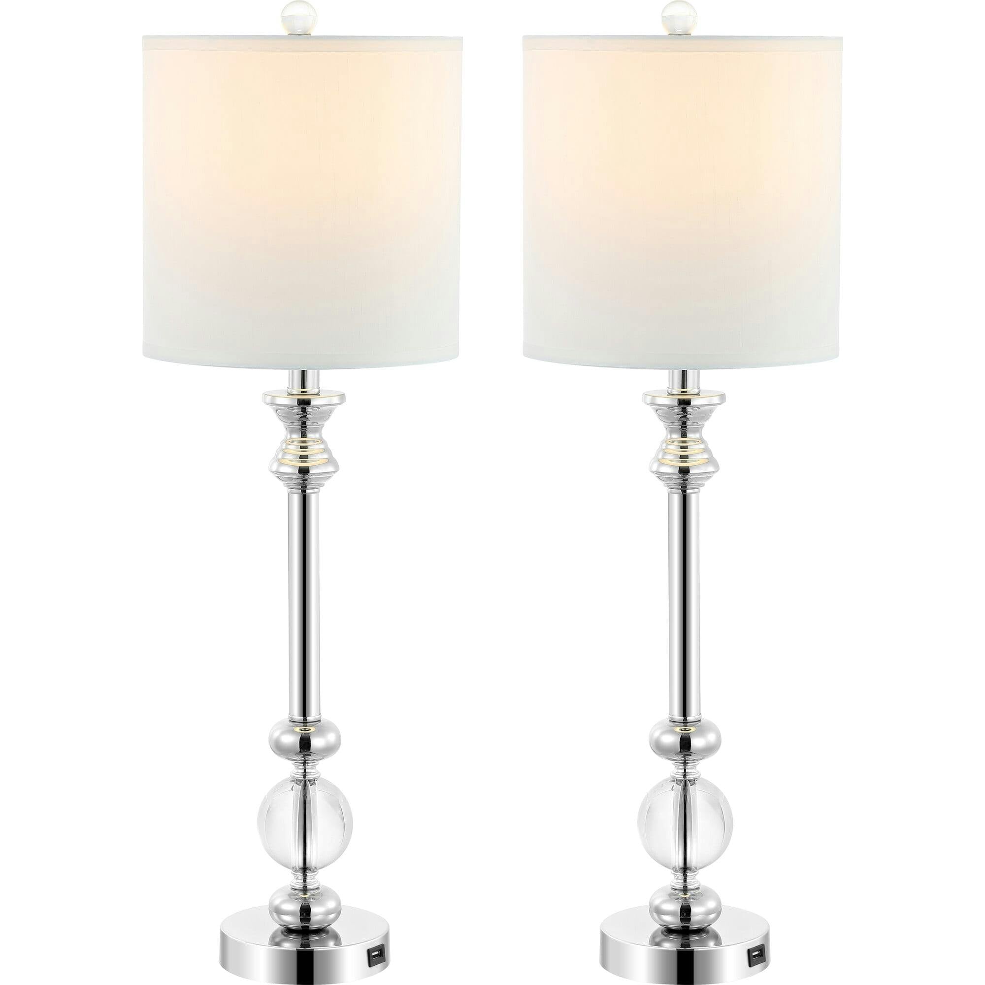 Erica Crystal Candlestick Lamps With USB Port