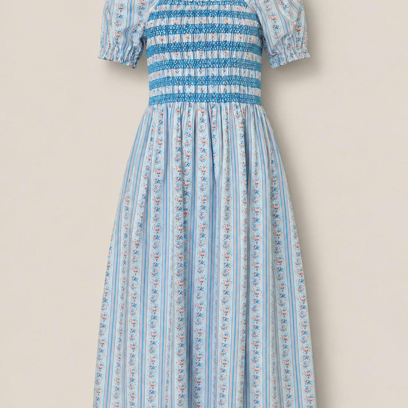 Sunday Best Dress in Rosette Linear Stripe