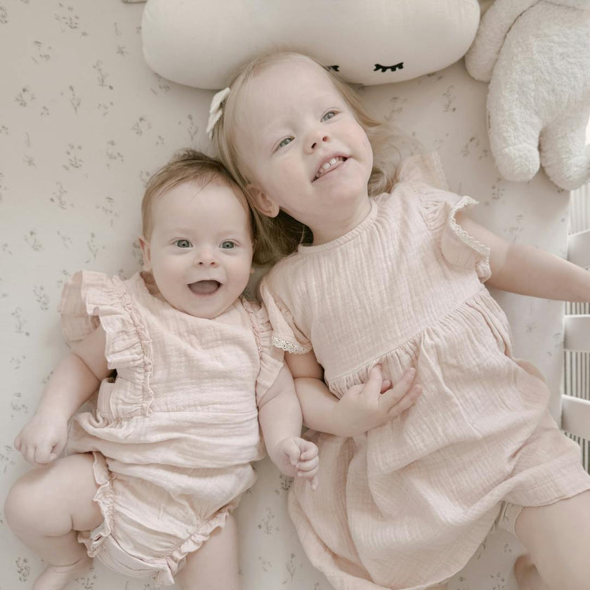 Organic Cotton Muslin Flutter Sleeve Dress