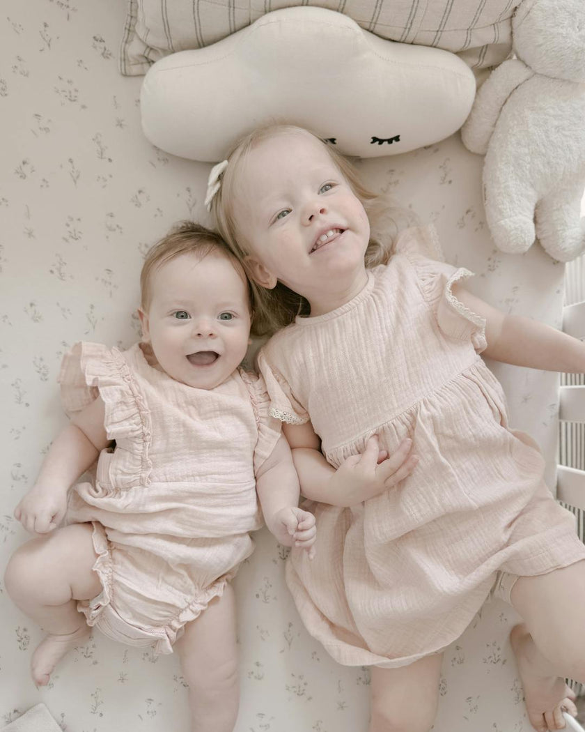 Organic Cotton Muslin Flutter Sleeve Dress