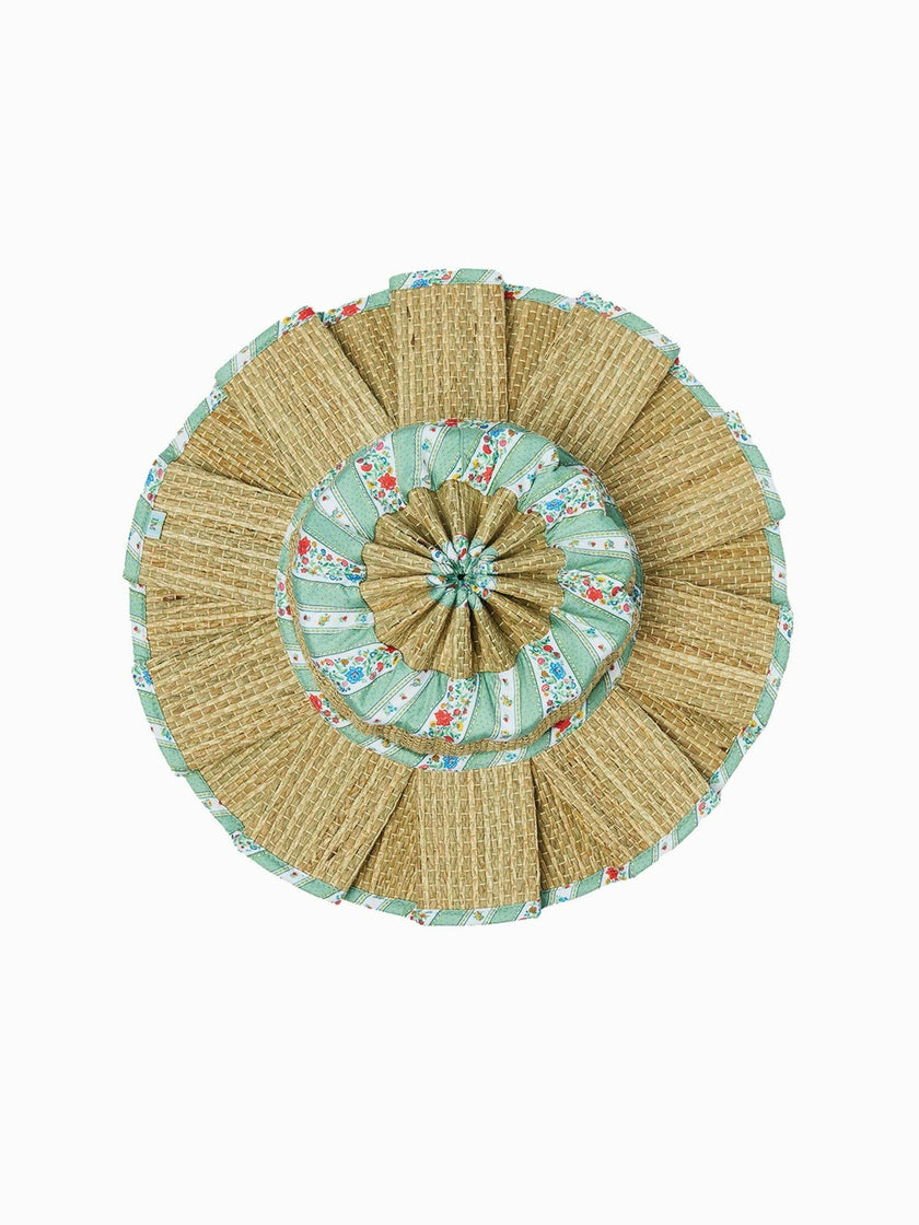 Lorna Murray x La Coqueta Sage Floral Stripe Beauty Point Woman Grass Hat