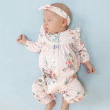 Painterly Rose Bouquets - Ruffle Sleeve Snap Romper