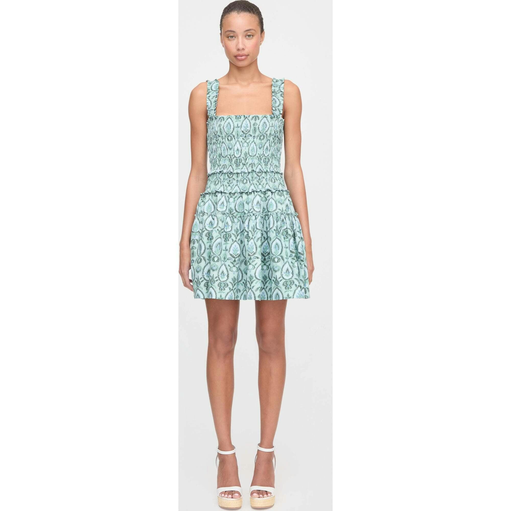 The Azalea Mini Nap Dress - Green Palm Ikat