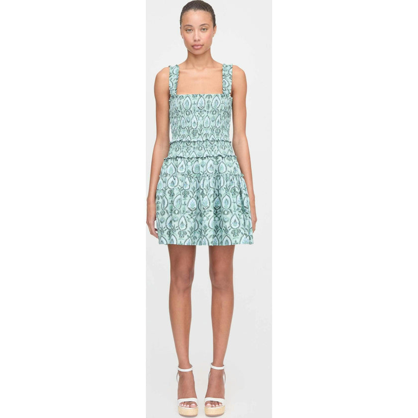 The Azalea Mini Nap Dress - Green Palm Ikat