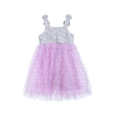 Purple Tulle Silhouette Bow Pom Dress