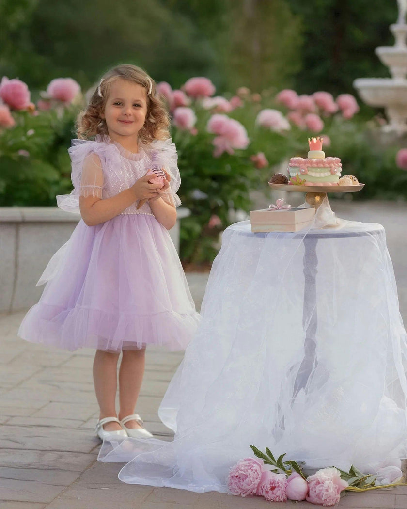 Dreamy Lilac Princess Tulle Birthday Dress for Girls