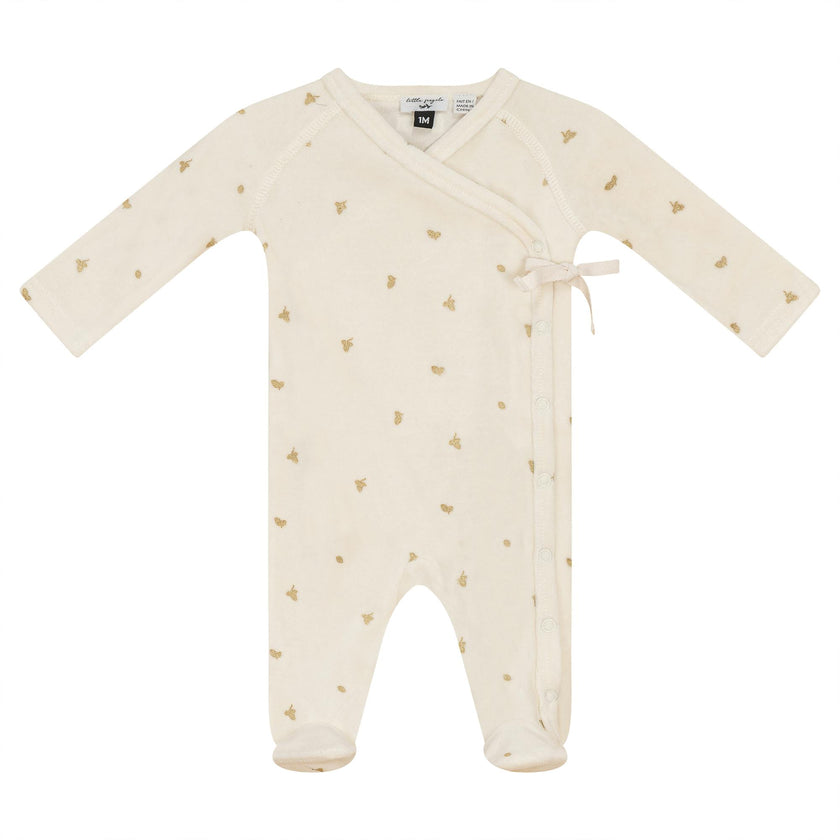 Cotton Velour Leaf Print Onesie