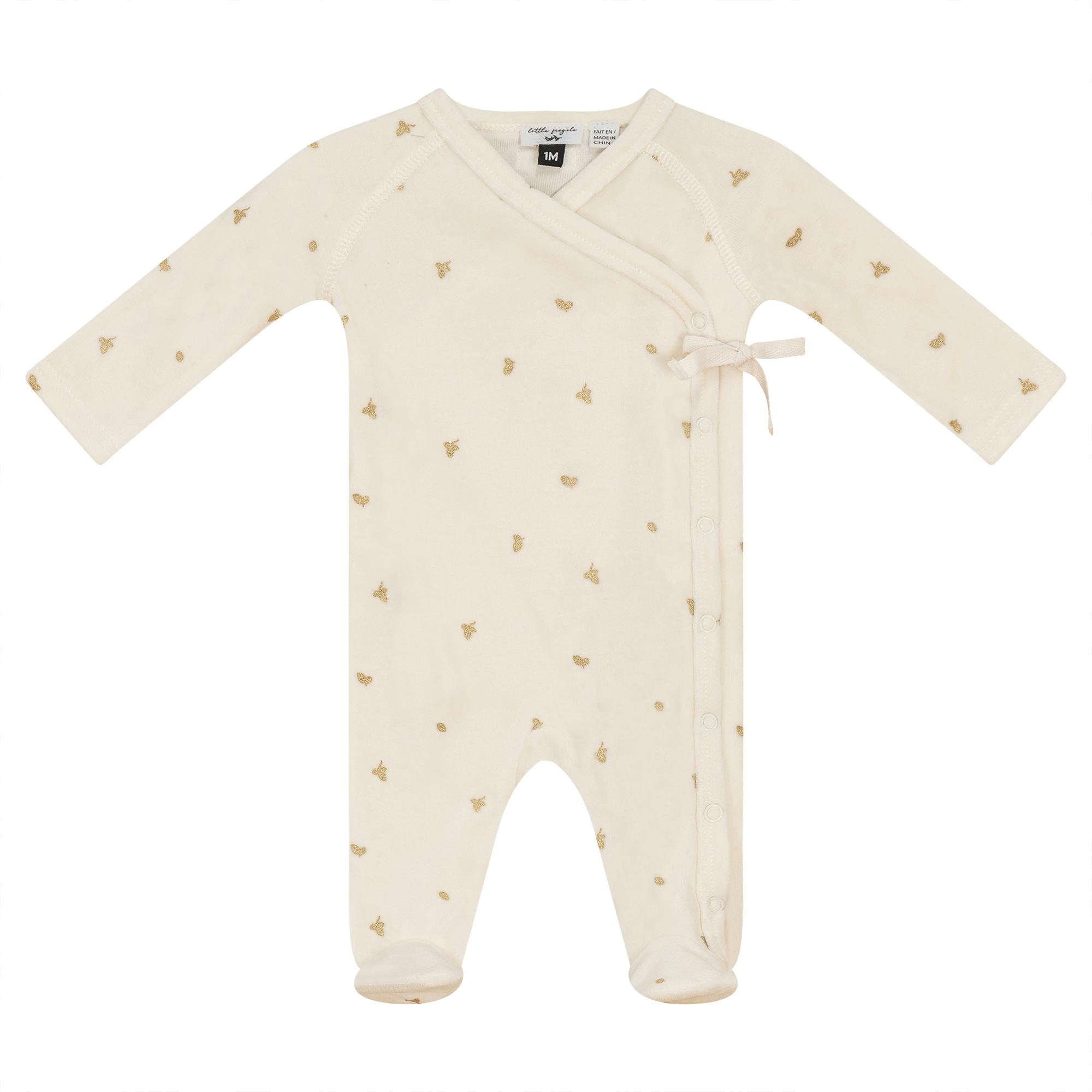 Cotton Velour Leaf Print Onesie